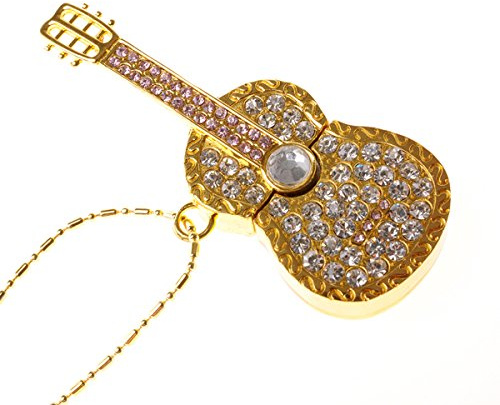 Ciway Diamond Guitar USB Flash Drive con collana capacità USB 2.0 pendrive Golden-32GB 32GB