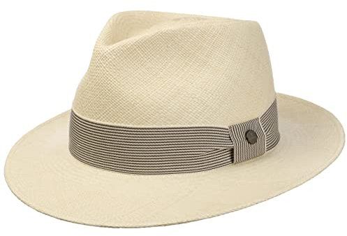 LIERYS Jennes Fedora Panamahut Damen/Herren (kopfhöhe ca. 10 cm) - Handmade in Ecuador - Strohhut aus Panamastroh - Sonnenhut mit Ripsband - Panamastrohhut Frühjahr/Sommer Natur S (55-56 cm)
