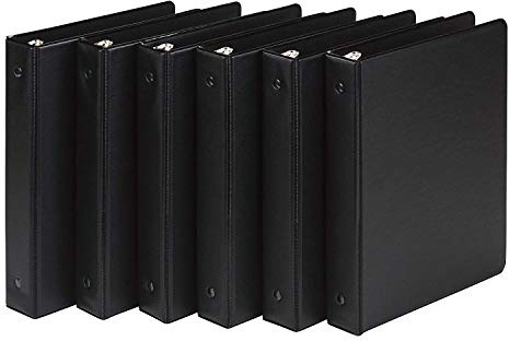 Samsill Economy 3 Ring Mini Binder, 1-Inch Round Ring Binder, Holds 100 Sheets, Black, 6 Pack (MP32300)