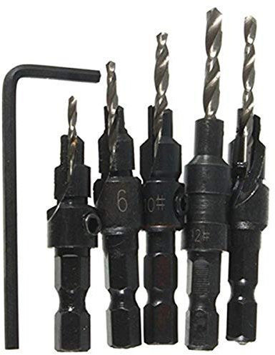 EsportsMJJ 5X Hss Svasatura Trapano Conico Bit Set Cambio Rapido Gambo Esagonale Legno Vite Alesatore