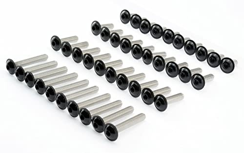 Motorrad Linsenkopfschrauben Edelstahl V2A schwarz M8 M10 Schrauben Innensechskant, Stückzahl:10 Stk., Abmessung Schrauben:M8x20