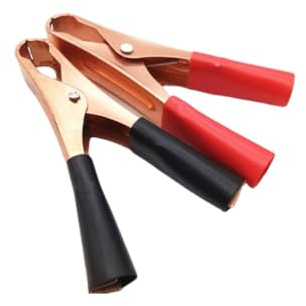 Lot de 2 grandes pinces crocodiles isolées pour circuit électrique Rouge + Noir