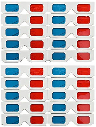 20 Piezas de Papel Gafas 3D Rojo y Cian Marco cartón anaglifo para Cine Cine