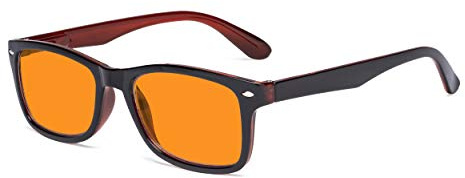 Eyekepper Blau Licht Brille mit Orange Getönt Filter Linse zum Nachtzeit Schlafen Frauen Männer -Blockierung Strahlen Computer Lesebrille - Schwarz Rot +1.50