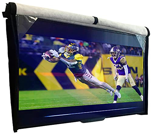 Outdoor TV Cover 70-75 inch - WITH FRONT FLAP - Weatherproof, Waterproof protection, Soft Interior, With Bottom cover - Black