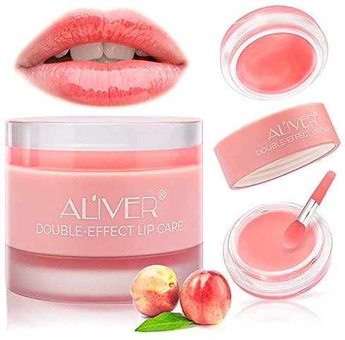 Lip Sleep Mask with Collagen Peptide, Peach Lip Scrub Overnight Moisturizer for Lip Skin Care and Lip Treatment Repairs Dry&Chapped&Peeling&Cracked Lips, a Lip Balm for Lip Care (Peach)