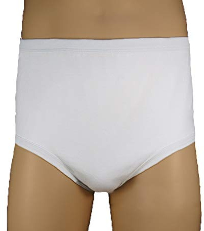 P&S Healthcare - Calzoncillos protectores para hombre, color blanco, sin absorción, pantalones impermeables para SII e incontinencia urinaria, lavable y reutilizable (talla XL, cintura de 41 a 44