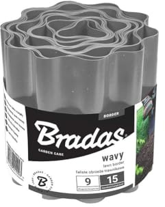Bradas Rasenkante für den Garten, verschiedene Höhen, 9 m lang in steingrau (25 cm hoch, grau)