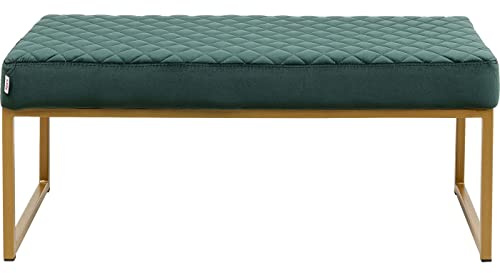 Kare Design Bank Smart Velvet, Dunkelgrün, Sitzbank, Polsterbank, Samtoptik, Stahl Gestell, 40x90x40 cm (H/B/T)