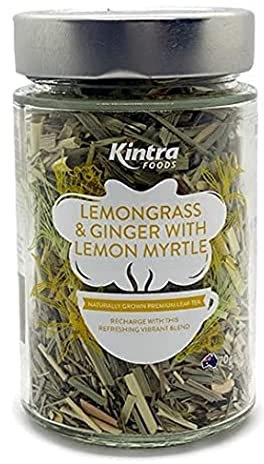 Kintra Foods Loose Leaf Lemongrass, Ginger & Lemon Myrtle Herbal Tea Jar, 70g