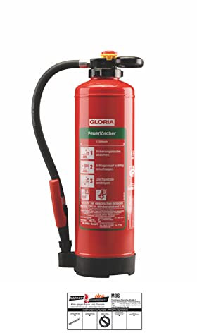 Gloria – SE+6PRO – Estintore in schiuma da 6 l – per le classi di fuoco A, B – con supporto da parete – con prova di prova