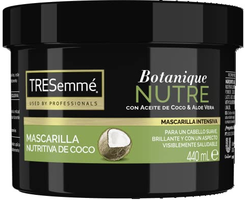 TRESemmé Mascarilla Intensiva Sin siliconas Ni colorantes Botanique Nutre para pelo seco o dañado con Aceite de Coco y Aloe Vera, hidrata y fortalece 440ml