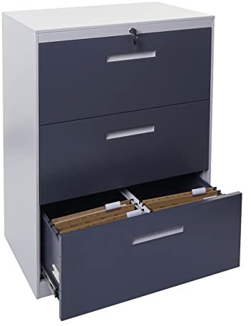 Mendler Hängeregisterschrank HWC-A10, Aktenschrank Büroschrank Stahlschrank, A4 abschließbar - 103x76x46cm grau-dunkelgrau