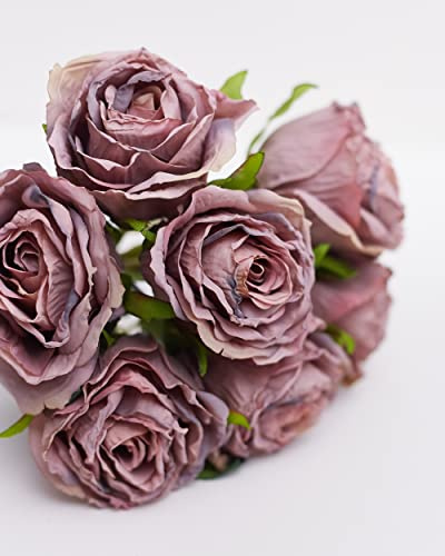 The Baked Studio Dried Touch Künstliche Trockenblumen mit Rosenstiel, 7-teiliges Strauß für Kuchendekoration, Heimdekoration, Vasen, Hochzeiten und Brautjungfernsträuße (Vintage-Malve)