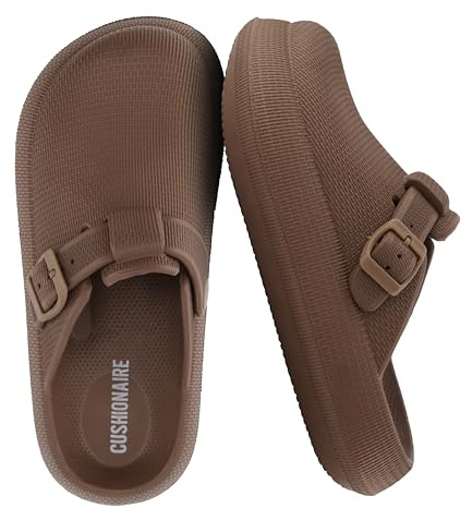 CUSHIONAIRE Fable Rubber Womens Clogs, Waterproof Slip On Platform Shoes for Women with Non Slip Outsole and Cushioned Footbed, BROWN 7