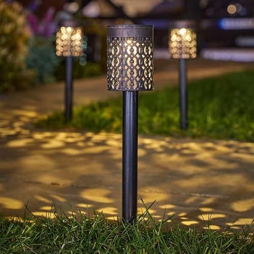 Garden Mile 8pc Biba Solar Stake Lights with Damascus Silhouette Solar Garden Lights Outdoor Waterproof All Season Long Driveway Pathway Lighting Ideal for Flowerbeds Borders Planters