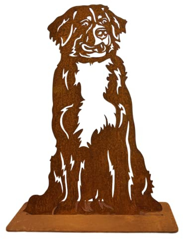 Terma Stahldesign Rost Hund Berner Sennenhund 75 cm lebensgroß Metall Gartenfigur Handmade Germany wetterfest Gartendeko Tierfigur Grabdeko Geschenk