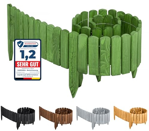 Garronda 200x40 cm Rasenkante Beeteinfassung Holz Dunkelgrün GD-0046 | Flexibel formbar, als Rollborder, Beetumrandung, Beetbegrenzung und Gartenzaun für Rasen, Rabatten, Wege und Gartenbereiche