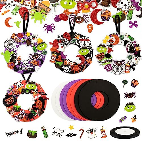 BETESSIN 250pz Kit Ghirlanda Halloween Artigianale Fai da Te in Gommapiuma Corona Halloween Aritigianale per Porta Ghirlanda Decorativa Artigianale DIY per Decorazione Festa di Halloween