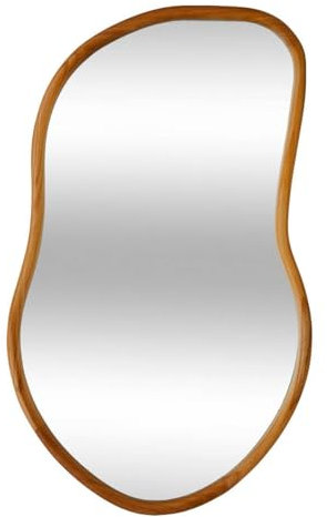 Atmosphera Interior Designer - Espejo Livia con forma orgánica - Espejo de pared de madera para dormitorio, salón y recibidor - 45 x 75 cm - Beige
