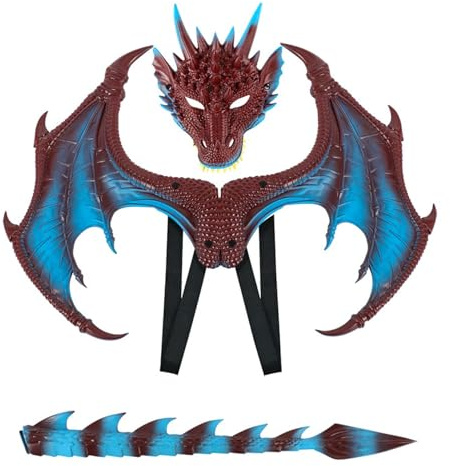 Sunshine smile Drachen Kostiim,Drachenkostum Kind,Drachenflügel,Halloween Drachen Maske,Drachen Kostim Erwachsene,Dinosaurier Cosplay Set für Kinder Jungen Mädchen Halloween Party Karneval, Lila