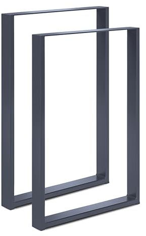 Magnetic Mobel 2 x Tischbeine aus Metall für Schreibtisch Esstisch, Möbelfüße Tischgestell Tischuntergestell Tischkufen (Anthrazit | Profil 6x2 cm, 50x100 cm (Bartisch))