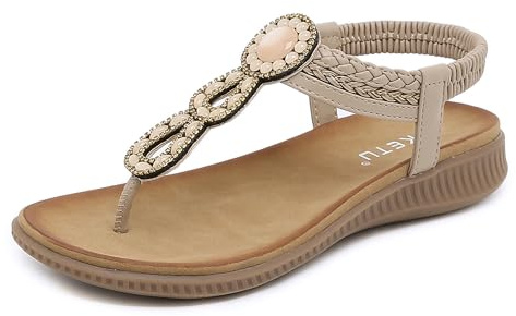 Meik Mangni Mujer Sandalias Planas Bohemio A Beige 36 EU