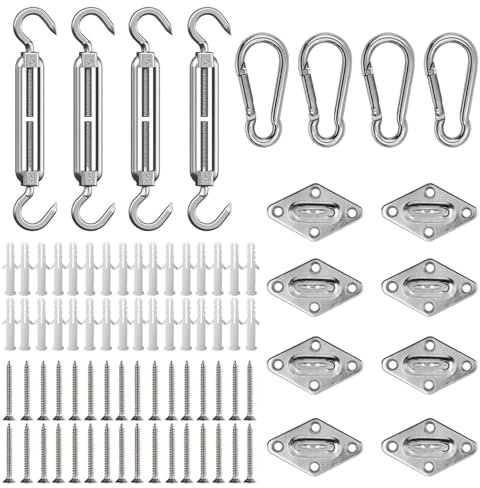 AUMAYCO Awning Attachment Set 80Pcs, Heavy Duty Sun Shade Sail Stainless Steel Hardware Kit for Garden Yard Triangle and Square, Rectangle, Sun Shade Sail Fixing Accessories