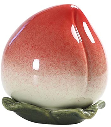 MUCKLILY Ceramic Peach Tea Can Decorative Storage Jar Birthday Shape Sealing Canister Household Ornament