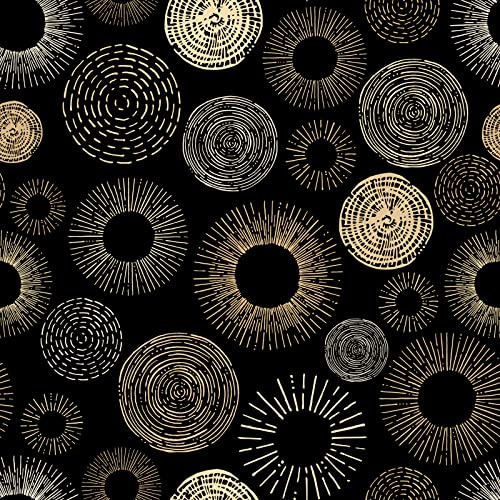 ReWallpaper Boho Tapete Schwarz Gold Vintage 44.5cm×7m Möbelfolie Selbstklebend Schwarz Gold Klebefolie Schwarz Muster Möbel Geometrisch Mustertapete Kinder für Schlafzimmer Badezimmer Wasserfest