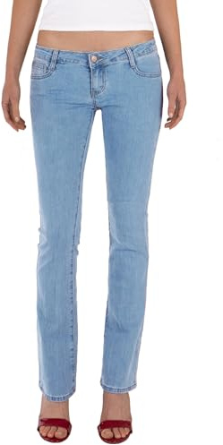 Fraternel damjeans byxor bootcut höftjeans, Ljusblå, L