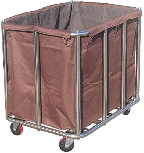 NSTVVEE Bewegliche Rollwagen, Servierwagen für den Haushalt, Wäschesortierkorb mit Rollen, Reinigungswagen, Servicewagen mit wasserdichter Tasche (braun, 90 x 65 x 80 cm)