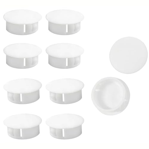 10 Pcs Plastic Hole Plugs, 20mm Round Button Plugs, Snap on Type Screw Cap, Furniture Hole Plugs, Drilling Cover Caps Screw Hole Plugs White for Cabinet Desk Table Chair Cupboard Wardrobe