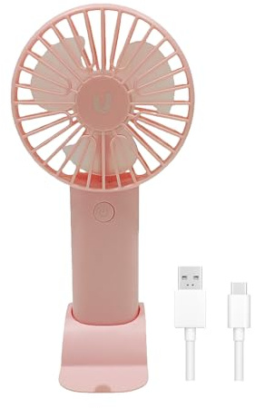 JYC CREATIVE Ventilador de Mano Portátil USB, Ventilador Portátil Regulable 3 Velocidades, de Alta Potencia, de Escritorio, Silencioso, Mini Ventilador, (Rosa)