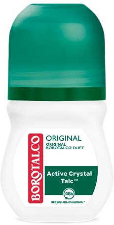 Borotalco Deo Roll-On Original 50 ml – Formula con Active Crystal Talc per tripla protezione contro il sudore – 0% alcol