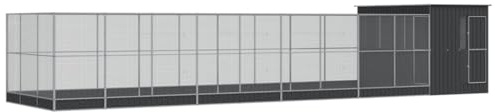 vidaXL Voljär med utbyggnad silver 1118x303x216 cm stål, voljär, fågelburar, utomhusvoljärer, voljärer, utomhusvoljär, utomhusbur, utomhusburar