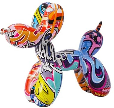 YOYUMI Statua Ornamenti Colorati Per Cani Con Palloncini Colorati Decorazioni Creative Per La Casa Ornamenti Per Ufficio - Graffiti