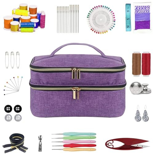 Organizador de accesorios de costura - Organizador de estuches de costura de doble capa,Organizador de cesta, estuche impermeable de gran capacidad para herramientas de costura, agujas, tijeras, hilo