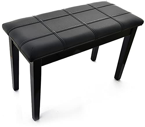 WDCDYQDH Klavierbank aus Leder, Doppel-Klavierhocker mit Stauraum, Klavierbank aus Holz, Hocker, Pu-Leder, wasserdicht, Schwarz/Weiß (Schwarz)