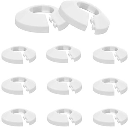 LICQIC 12 Pcs White Radiator Pipe Cover, Radiator Ring for 15mm Diameter Pipe Trim