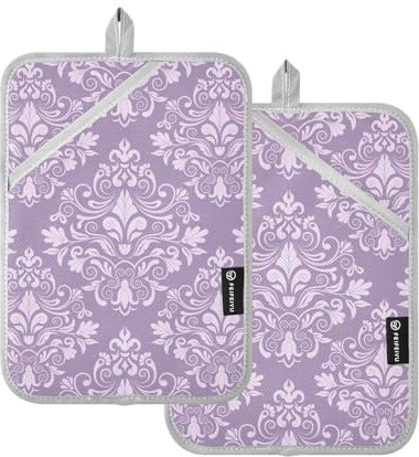 Set di 2 presine eleganti viola damascato alla moda set di 2 presine da cucina presine da forno resistenti al calore set per cucina