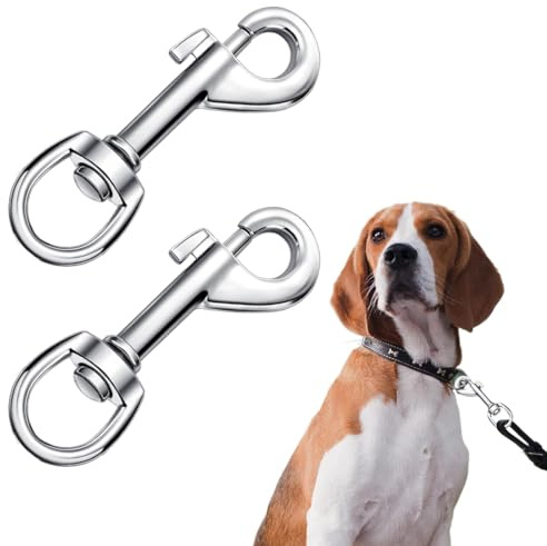 2 Stück Karabiner für Hundeleine, Karabiner-Haken mit Drehgelenk für Hunde-Leine, Edelstahl Wirbelkarabiner für Hundeleinen, Karabiner Drehgelenk für Schlüsselbunde und Haustierzubehör