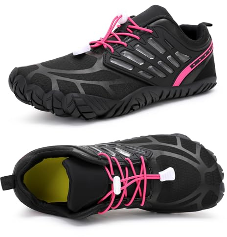 Hike Barefoot Shoes Women, Wide Toe Box Zero Drop Grounded Footwear, Minimalist Cross-Trainer Sneakers for Hiking, Running, Water Sports & Traveling Black