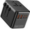 Adaptateur de Voyage Universel Voyages dans Le Monde Entier avec 2 connecteurs USB-A + 2 connecteurs USB-C, Chargeur Rapide de 25W, Compatible avec Les États-Unis/Royaume-Uni/Union (Noir)