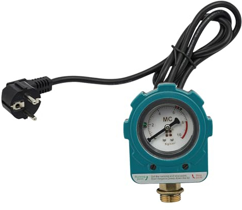 Digitaler Wasserpumpen-Druckschalter 1,5kW – Einstellbare Pumpensteuerung mit Anzeige, IP65 wasserdicht, NPT 1/2, für Hauswasserpumpen, 220V, Blau