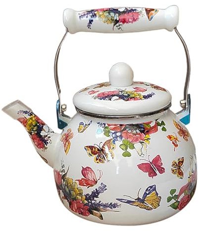 Amagogo Tetera esmaltada para café, Calentador de Leche, Gran Capacidad, 2,5 L, con Tapa, Jarra de Agua, Tetera para casa, Oficina, Fiesta, Restaurante