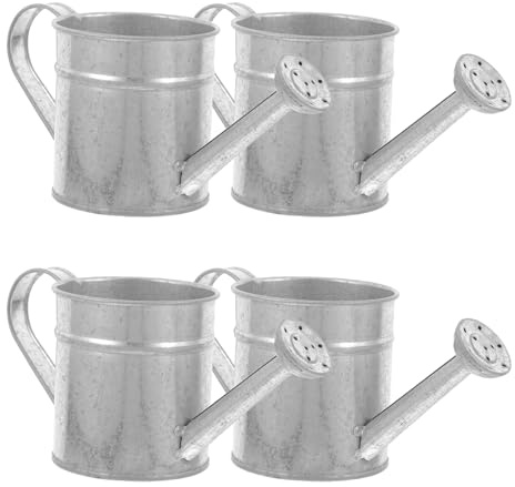 Toyvian Mini Galvanized Buckets 4-Pack Rustic Metal Flower Vases Watering can Shape Containers for Home Garden Table D Cor
