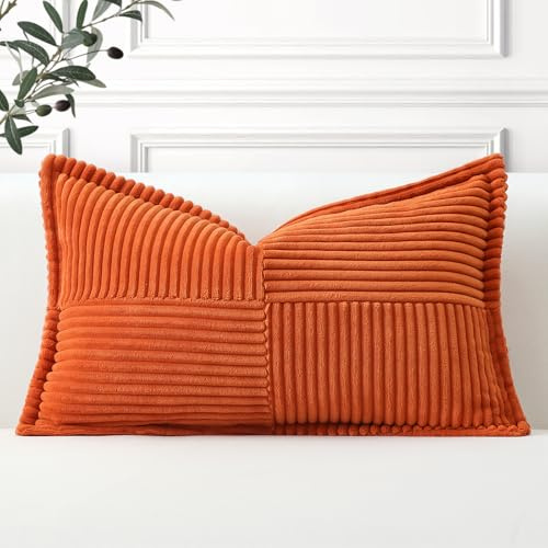 Artscope Ein Cord Kissenbezug Kordsamt Kissenhülle Zierkissenbezug 40x60 cm Dekokissen Sofakissen Couchkissen Dekorative Weiche Kissen für Sofa Wohnzimmer Zuhause Schlafzimmer, Karamell