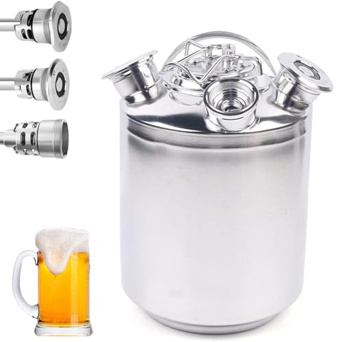 Fût de Nettoyage de Bière, 10L Acier Inoxydable Tonneau de Nettoyage Dde Bière à 3 Têtes avec Couvercle, Adapté aux Lances de fût de Type A, G, S, pour Bar d'hôtel, Brassage à Domicile