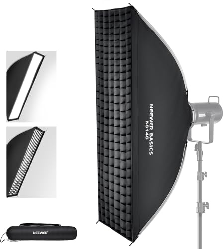 NEEWER BASICS Rectangular Softbox Kit, 12x47 Quick Release Bowens Mount Strip Soft Box Light Diffuser Compatible with Godox Compatible with Aputure Studio Photography Video Recording Lighting, NS14S